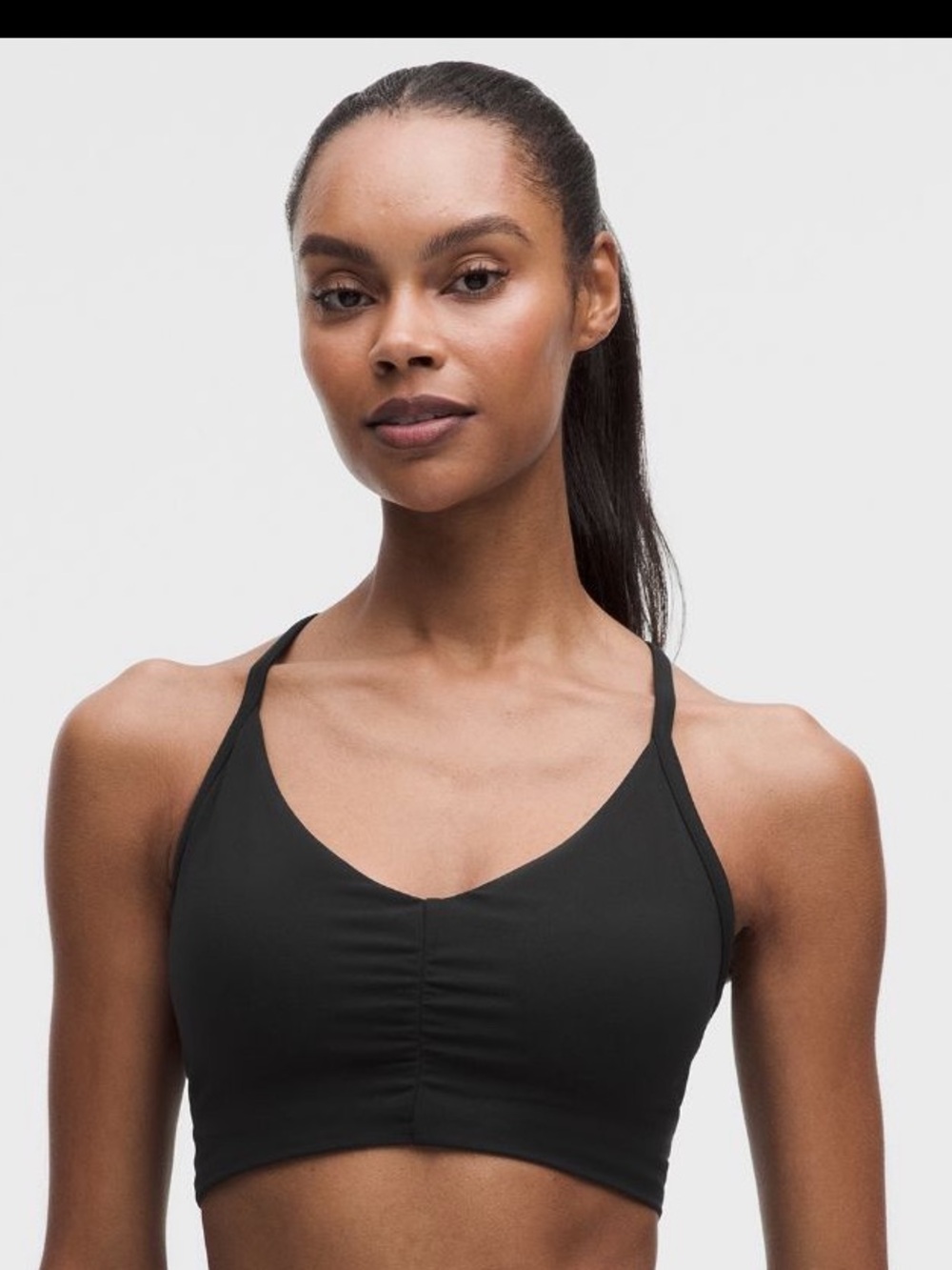 lululemon athletica Black Ruched Strappy Sports Bra